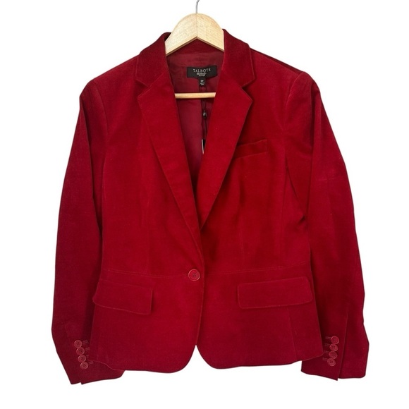 Talbots The Kate Fit Red Velvet One-Button Blazer, 10P - Picture 1 of 9
